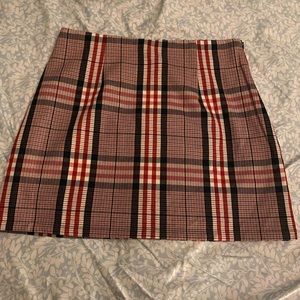 Red and blue plaid mini skirt